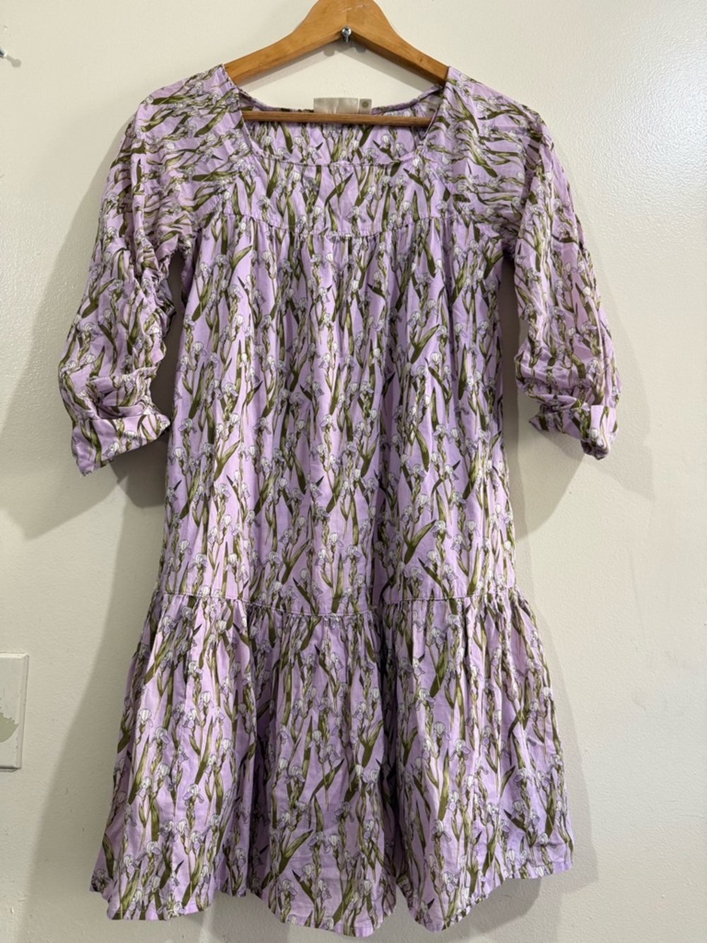 Happy nature Lavender Floral Smocked Yoke Casual Dress